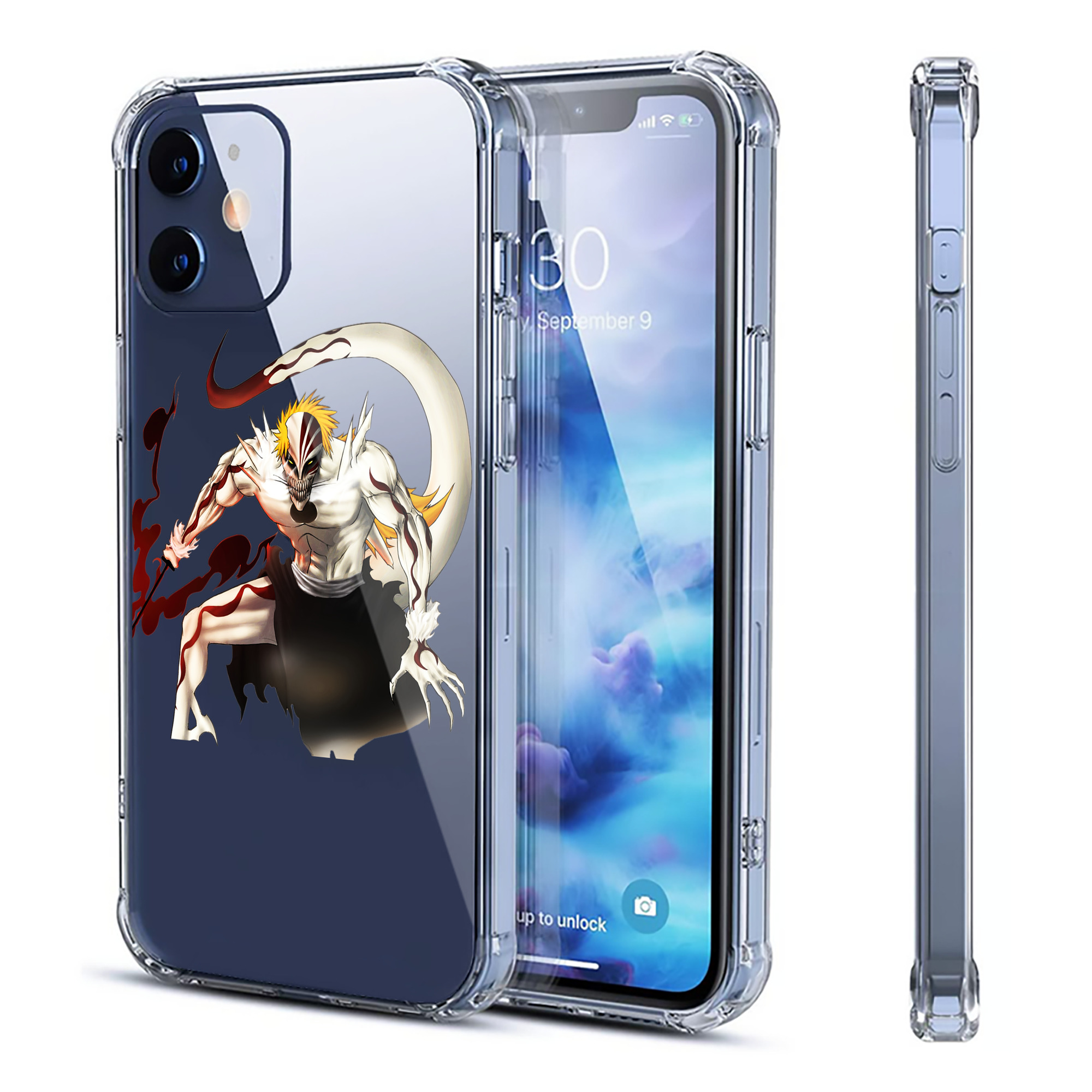 （画像用） ブリーチ 黒崎一護（くろさき いちご）BLEACH Kurosaki Ichigo 【iPhone 12シリーズ対応】透明スマホケース（クリアソフトケース）